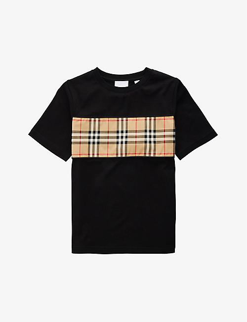 BURBERRY: Cedar check-print cotton-jersey T-shirt 3-14 years