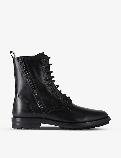 THE KOOPLES: Round-toe lace-up leather ankle boots