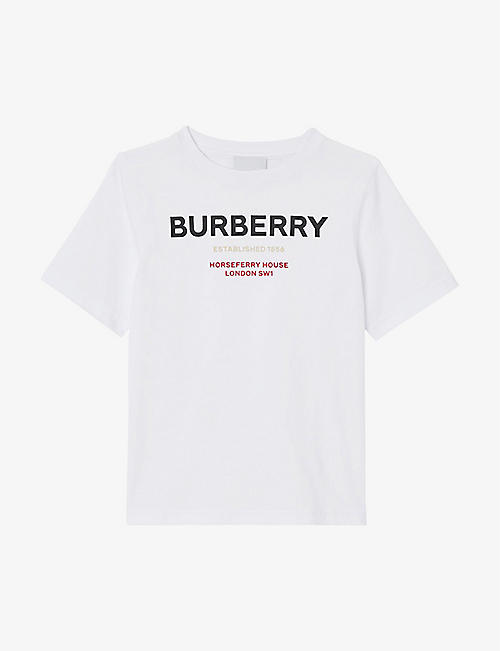 BURBERRY：Cedar 平纹针织棉 T 恤 3-14 岁