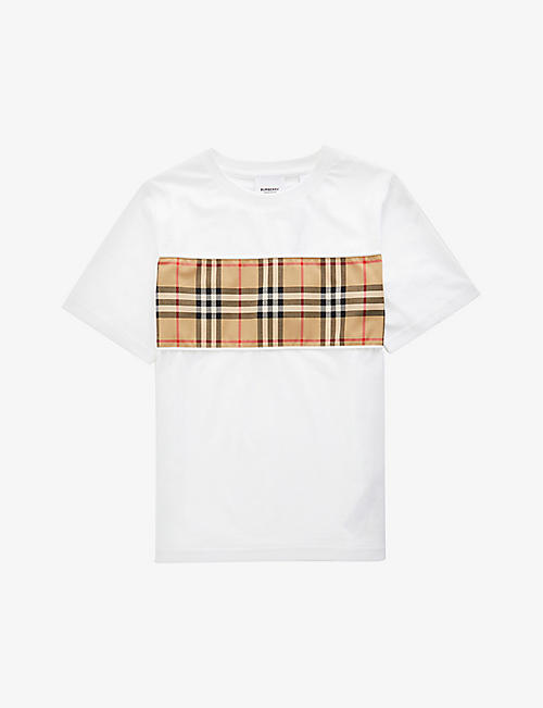 BURBERRY: Cedar check-print cotton-jersey T-shirt 3-14 years