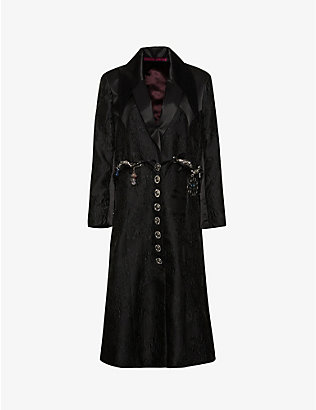 CHOPOVA LOWENA: Attar chain-embellished cotton-blend coat