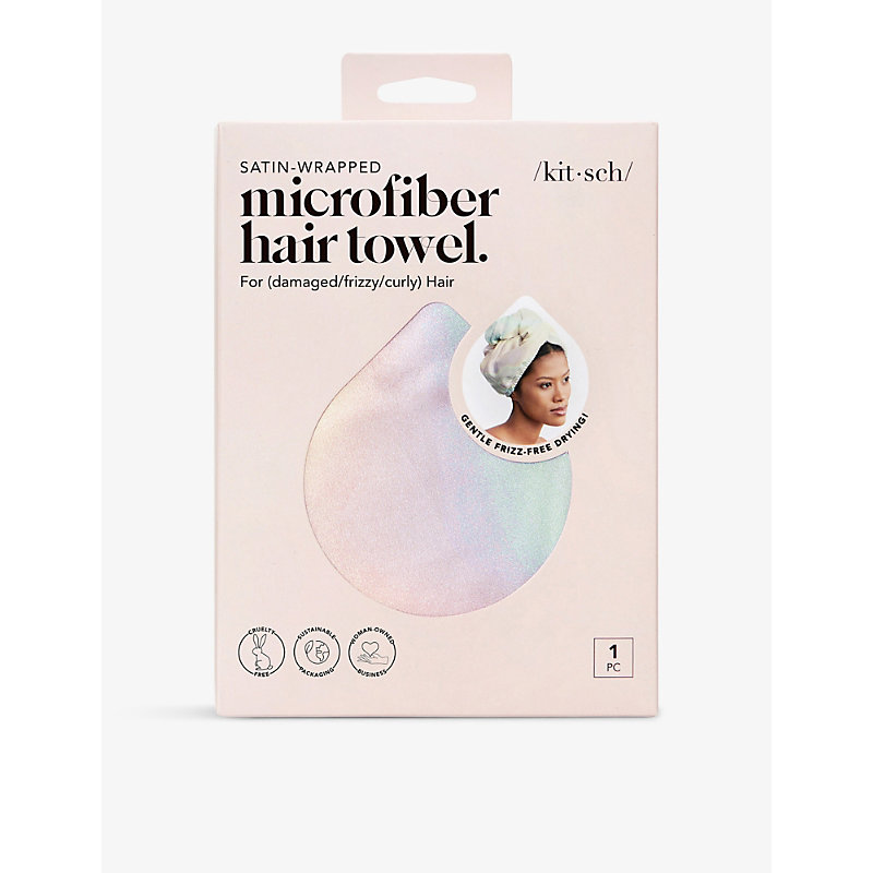 Shop Kitsch Satin-wrapped Microfibre Hair Towel In Aura