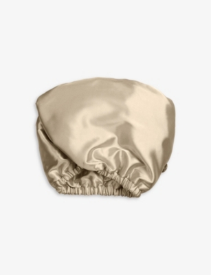 Shop Kitsch Satin-wrapped Microfibre Hair Towel In Champagne