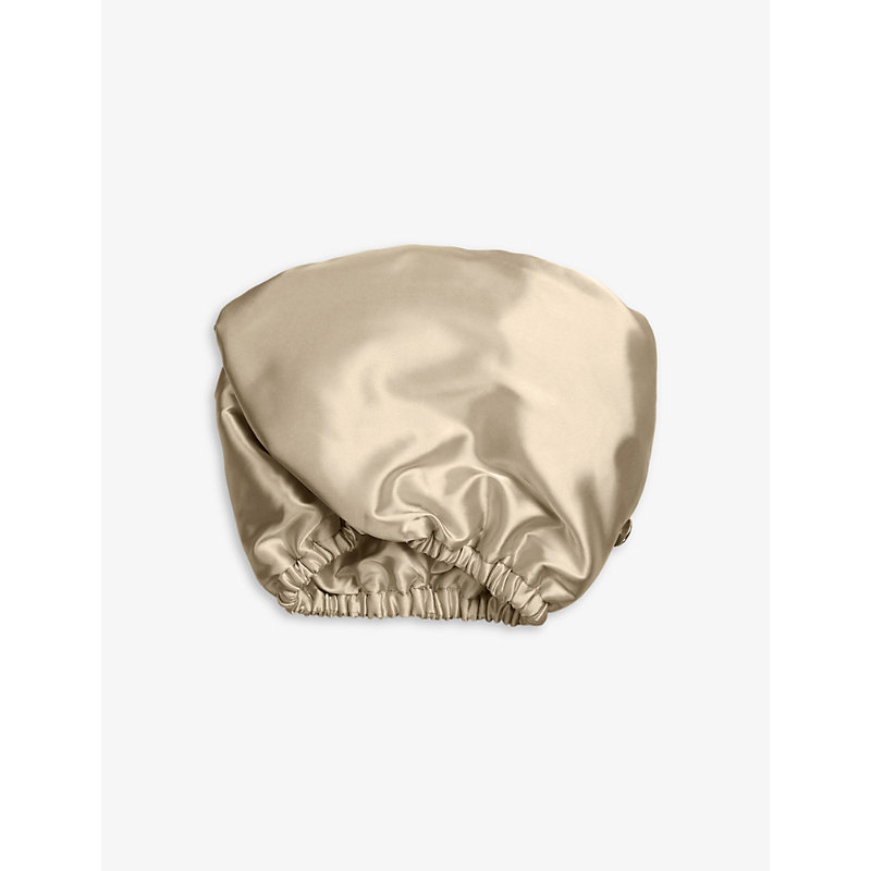 Shop Kitsch Satin-wrapped Microfibre Hair Towel In Champagne