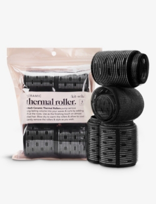 Kitsch Black Ceramic Thermal Hair Rollers Set Of Eight