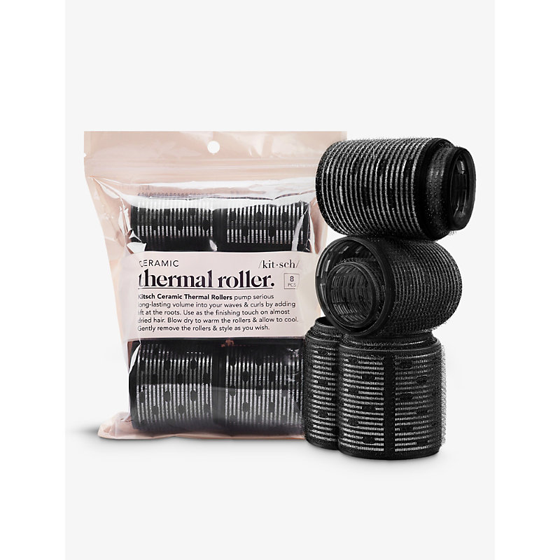 Kitsch Black Ceramic Thermal Hair Rollers Set Of Eight