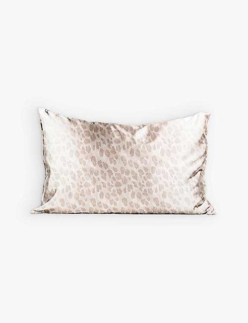 KITSCH: Leopard-print satin pillowcase 66cm x 48cm