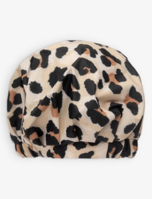 Shop Kitsch Luxe Recycled-polyester Shower Cap In Leopard