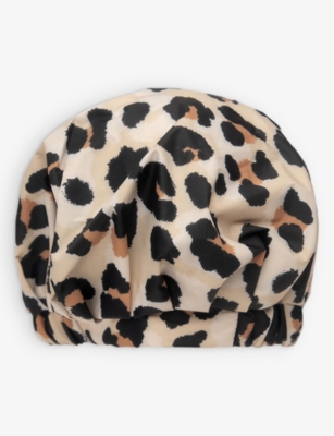 Kitsch Leopard Luxe Recycled-polyester Shower Cap In Leopard
