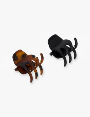 Kitsch Black Medium Recycled-plastic Claw Clips Set Of Two In Black