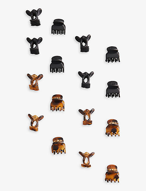 KITSCH: Mini recycled-plastic claw clips set of 16