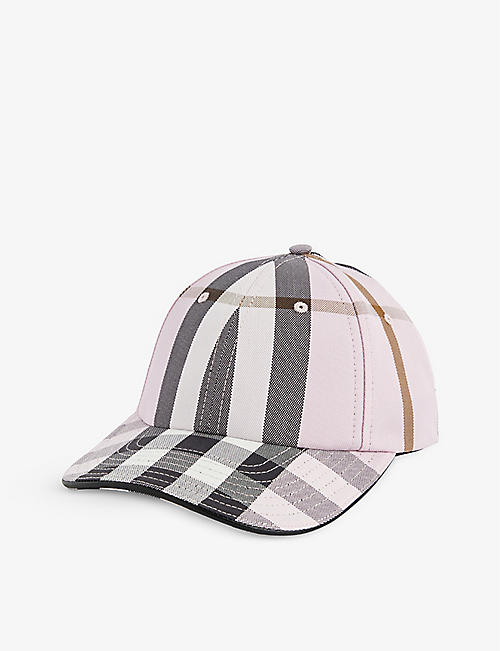 BURBERRY: Check-print panelled cotton baseball cap