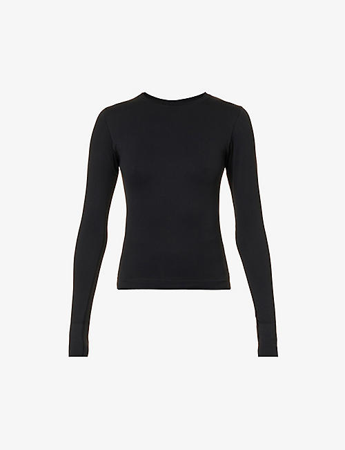 CORDOVA: Fitted round-neck stretch-woven top
