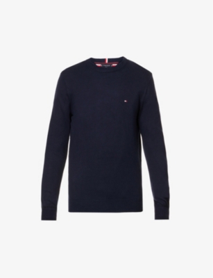 TOMMY HILFIGER TOMMY HILFIGER MEN'S DESERT SKY PIMA LOGO-EMBROIDERED COTTON-CASHMERE BLEND JUMPER,61394736