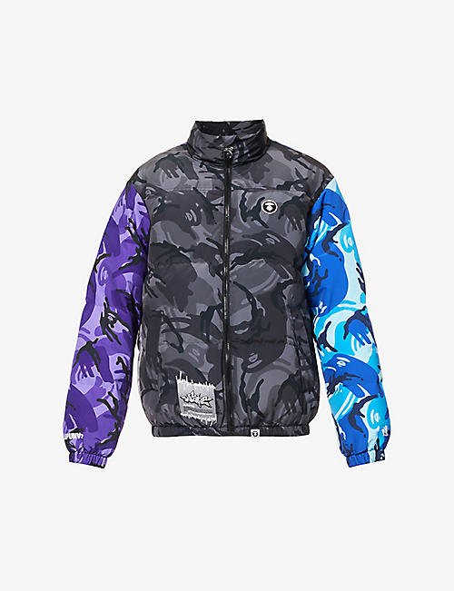 AAPE: Brand-badge camouflage-print boxy-fit shell-down jacket