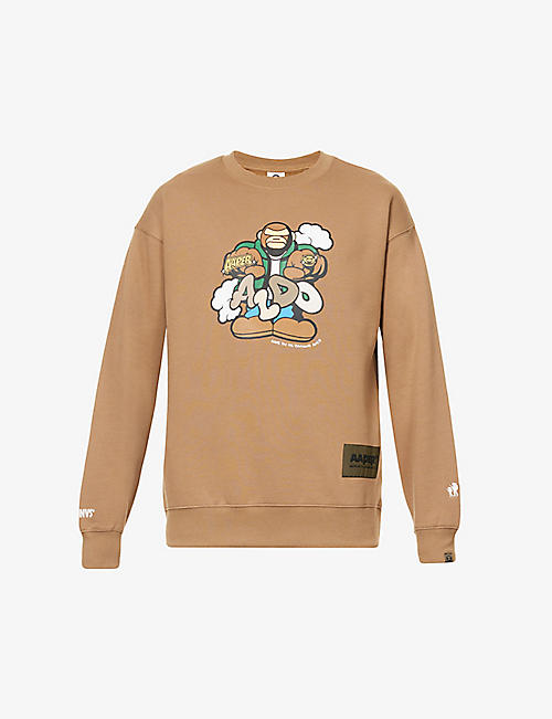 AAPE: Aldo Aaper graphic-print relaxed-fit cotton-blend sweatshirt