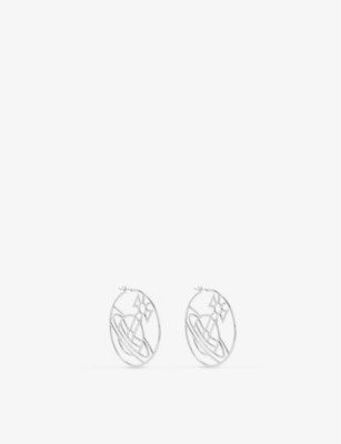 Vivienne Westwood Jewellery Womens Platinum Alina Orb Cut-out Brass Hoop Earrings