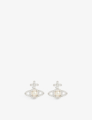 VIVIENNE WESTWOOD JEWELLERY: Olympia silver-tone brass and cubic zirconia stud earrings