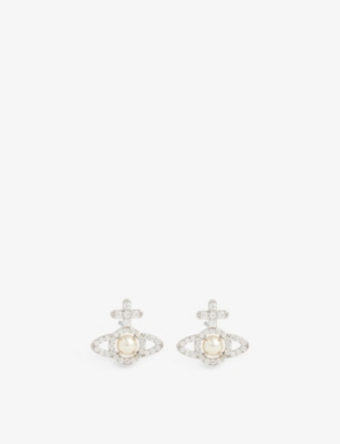 Vivienne Westwood Jewellery Olympia Silver-tone Brass And Cubic Zirconia Stud Earrings