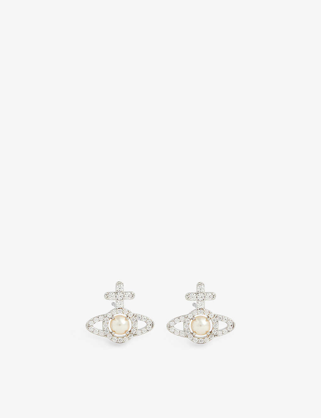 Vivienne Westwood Jewellery Olympia Silver-tone Brass And Cubic Zirconia Stud Earrings
