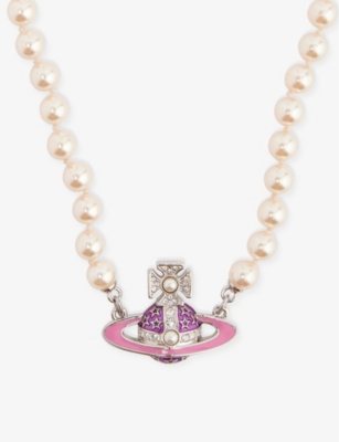 VIVIENNE WESTWOOD JEWELLERY Roxanne silver-toned brass and faux-pearl necklace