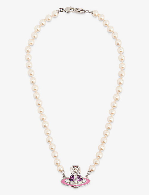 VIVIENNE WESTWOOD JEWELLERY: Roxanne silver-toned brass and faux-pearl necklace