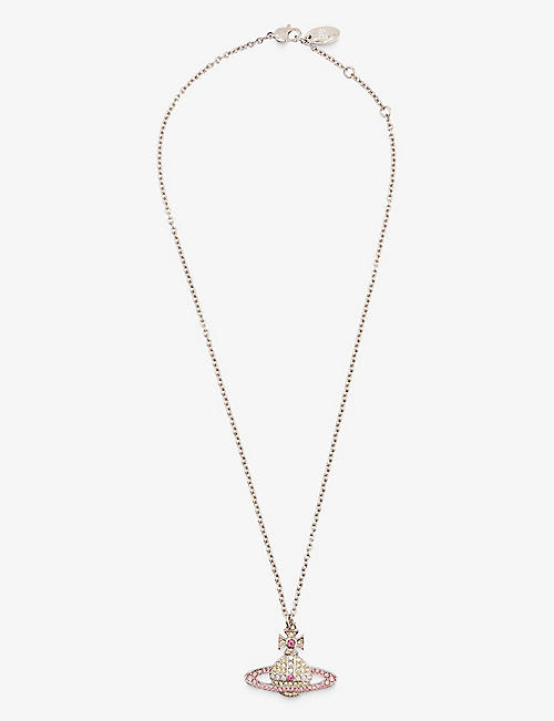 VIVIENNE WESTWOOD JEWELLERY: Kika brass and crystal pendant necklace