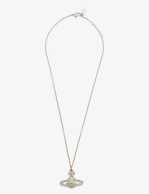 VIVIENNE WESTWOOD JEWELLERY: Kika silver-toned brass and crystal pendant necklace