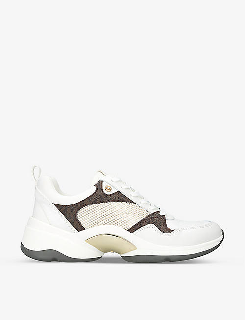 MICHAEL MICHAEL KORS: Orion panelled faux-leather and mesh trainers