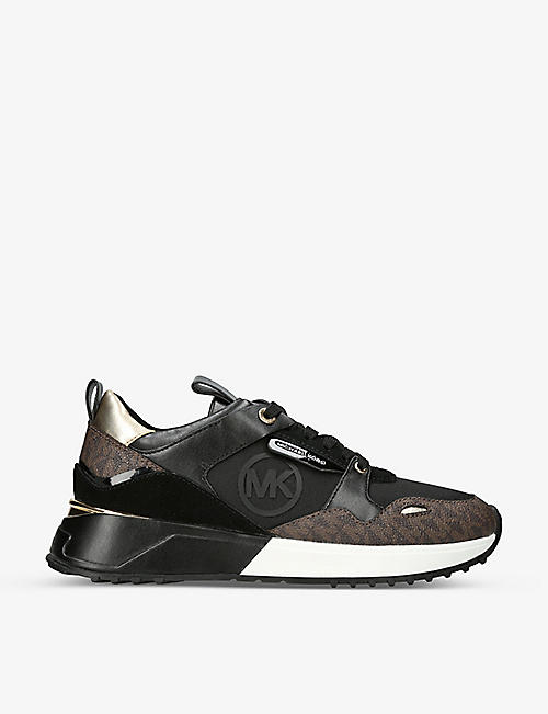 MICHAEL MICHAEL KORS: Theo monogram leather and canvas trainers