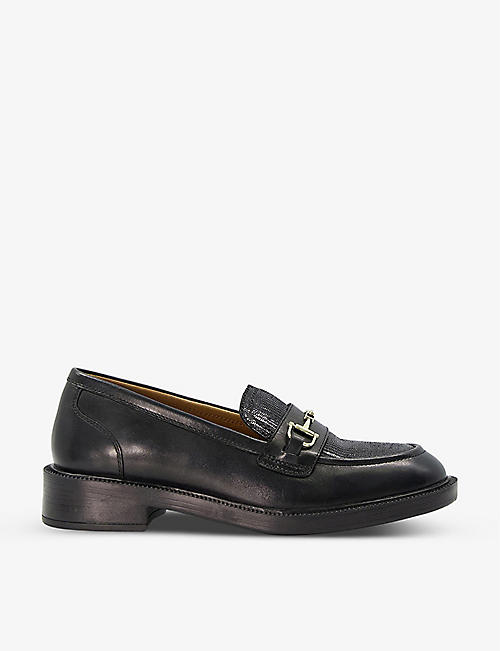 DUNE: Grid textured panel leather loafers