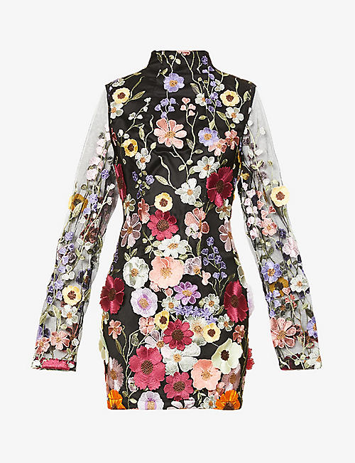 AMY LYNN: Maeva floral-embroidered woven mini dress