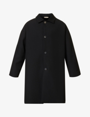 Fear Of God Mens Black Eternal Spread-collar Relaxed-fit Wool And Cotton-blend Coat In Black