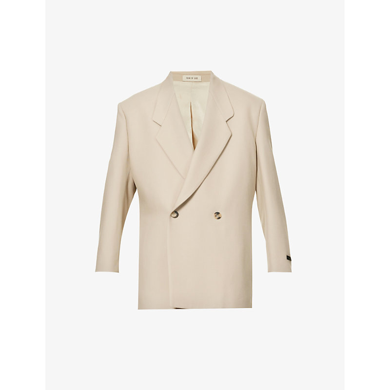 FEAR OF GOD BRAND-PATCH DOUBLE-BREASTED RELAXED-FIT WOOL BLAZER,61412843