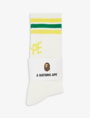 BAPE: Stripe crew-length cotton-blend socks