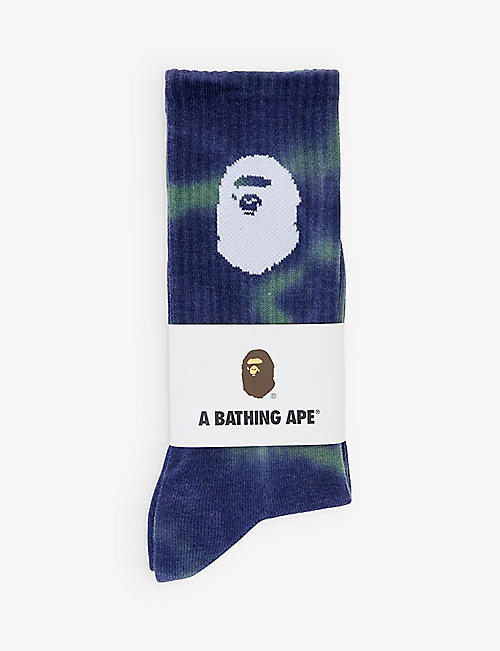 BAPE: Brand-print tie-dye cotton-blend socks