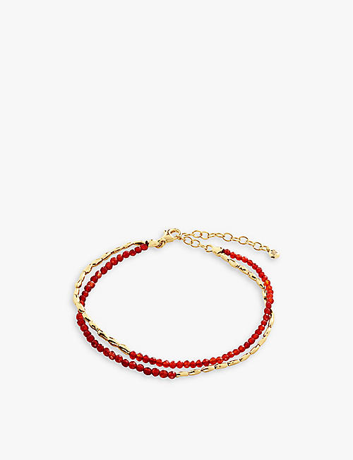 MONICA VINADER: Mini Nugget 18ct yellow gold-plated vermeil sterling-silver and red onyx bracelet