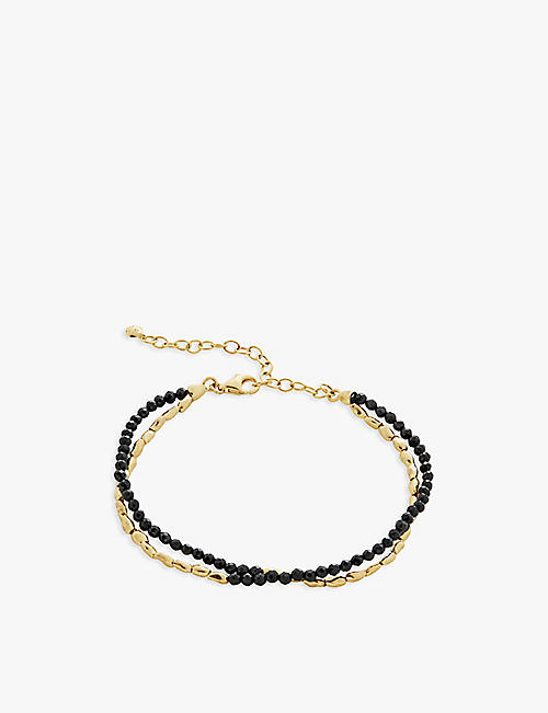 MONICA VINADER: Mini Nugget recycled 18ct yellow gold-plated vermeil sterling-silver and black spinel beaded bracelet