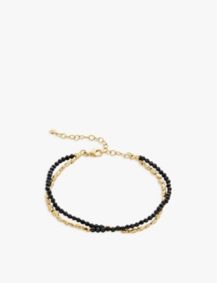 Monica Vinader Womens Black Mini Nugget Recycled 18ct Yellow Gold-plated Vermeil Sterling-silver And