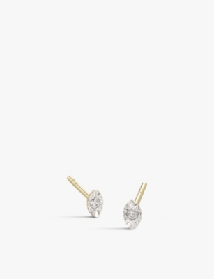 MONICA VINADER: Diamond Marquise 14ct yellow gold-plated vermeil 925 sterling-silver and diamond earrings