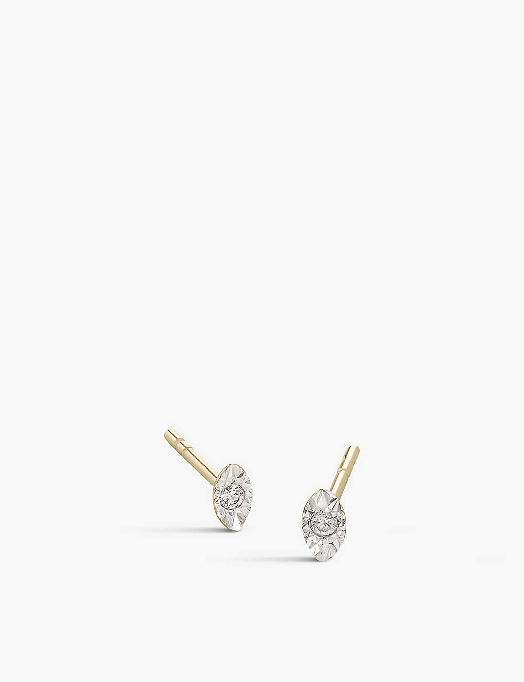 Monica Vinader Diamond Marquise 14ct Yellow Gold-plated Vermeil 925 Sterling-silver And Diamond Earrings