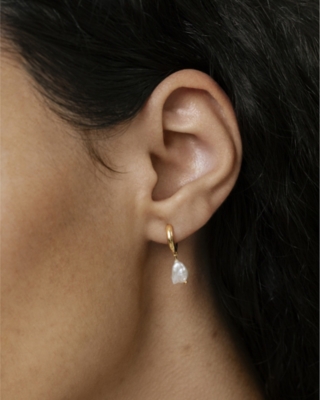 Monica Vinader Keshi 18ct Yellow Gold-plated Vermeil Sterling Silver And Pearl Hoop Earrings In White