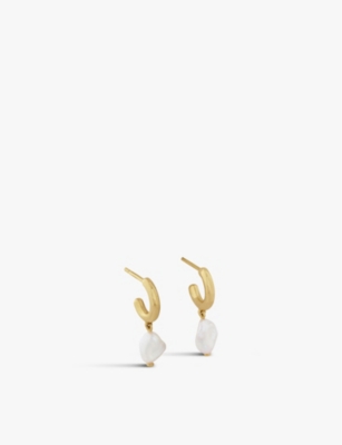 Monica Vinader Keshi 18ct Yellow Gold-plated Vermeil Sterling Silver And Pearl Hoop Earrings In White