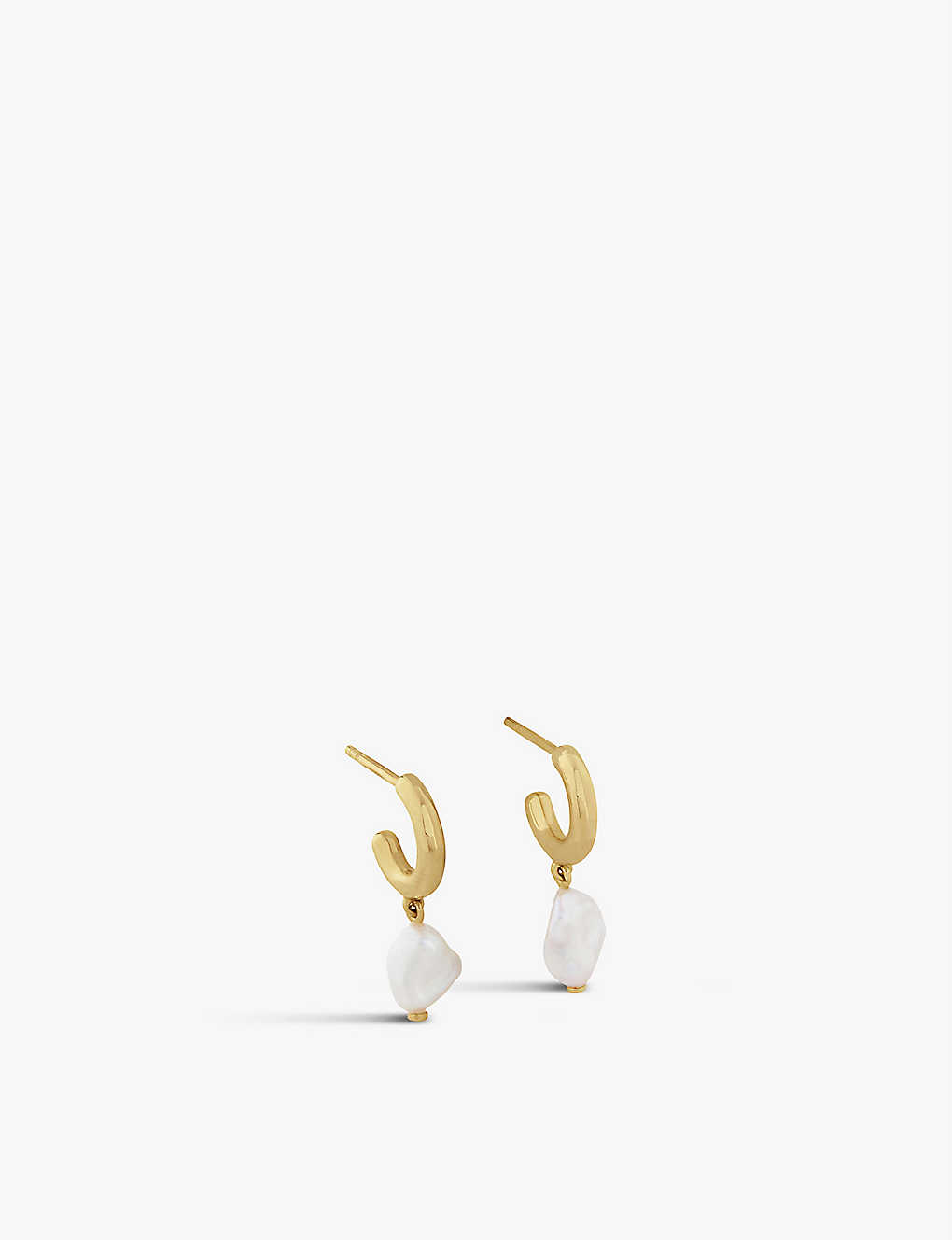 Monica Vinader Keshi 18ct Yellow Gold-plated Vermeil Sterling Silver And Pearl Hoop Earrings In White