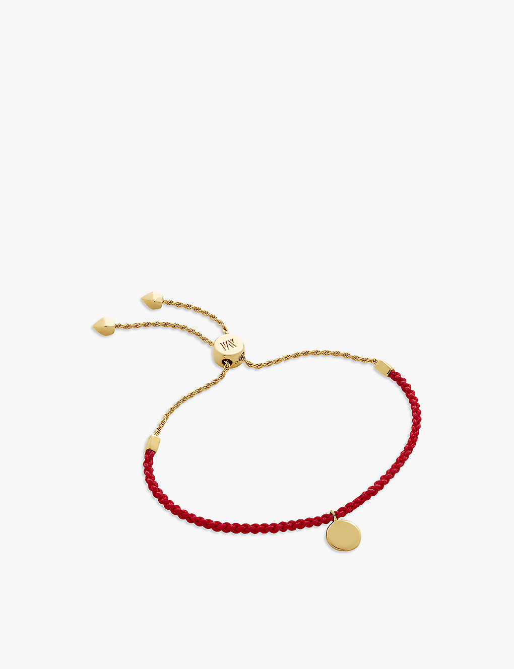 Monica Vinader Womens Red Linear Friendship 18ct Yellow Gold-plated Vermeil Sterling Silver Bracelet