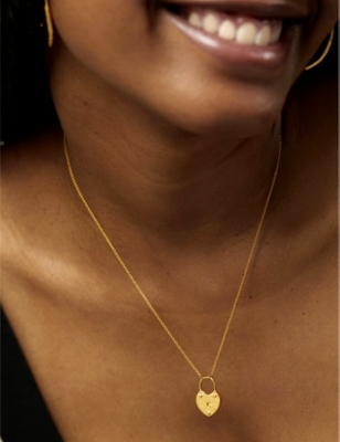 Shop Monica Vinader Womens Gold Gp Heart Padlock 18ct Yellow Gold-plated Vermeil Sterling-silver Pendant