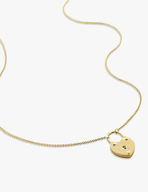 MONICA VINADER: GP Heart Padlock 18ct yellow gold-plated vermeil sterling-silver pendant necklace