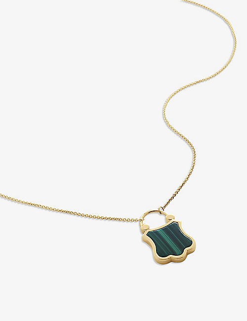 MONICA VINADER: GP Gemstone Padlock 18ct yellow gold-plated vermeil sterling-silver pendant necklace