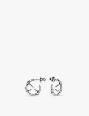 Shop Shaun Leane Womens Silver Rose Thorn Sterling Silver Hoop Earrings