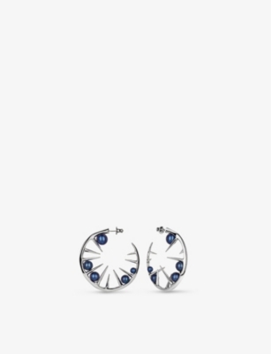 SHAUN LEANE: Rose Thorn sterling silver hoop and pearl earrings